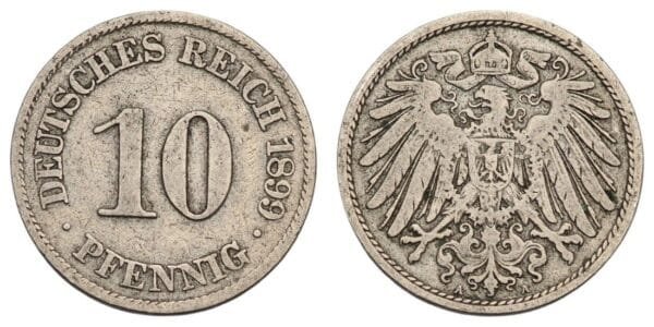 GERMANY 10 pfennig 1899A / Empire / VF
