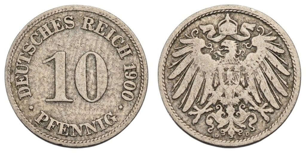 GERMANY 10 pfennig 1900D / Empire / VF