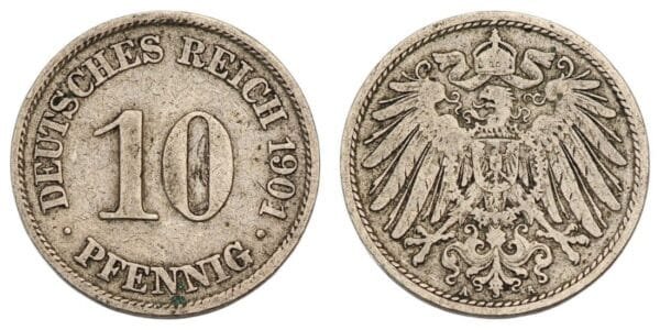 GERMANY 10 pfennig 1901A / Empire / VF
