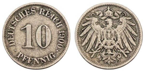 GERMANY 10 pfennig 1900A / Empire / VF