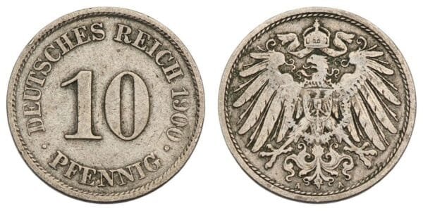GERMANY 10 pfennig 1900A / Empire / VF