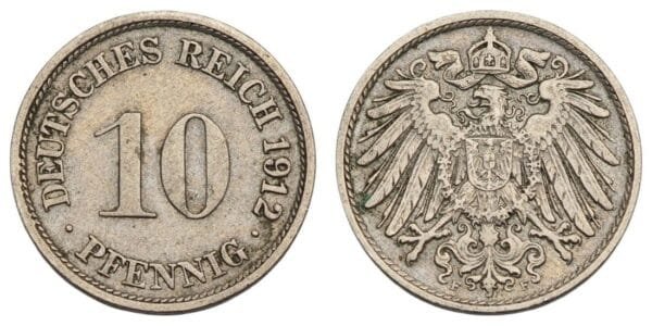 GERMANY 10 pfennig 1912F / Empire / VF