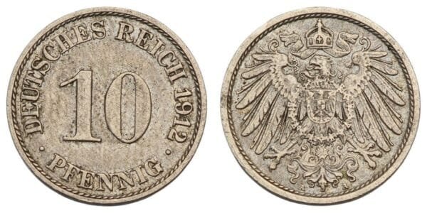 GERMANY 10 pfennig 1912A / Empire / VF
