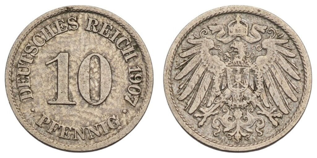 GERMANY 10 pfennig 1907A / Empire / VF