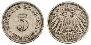 GERMANY 5 pfennig 1911D / Empire / VF