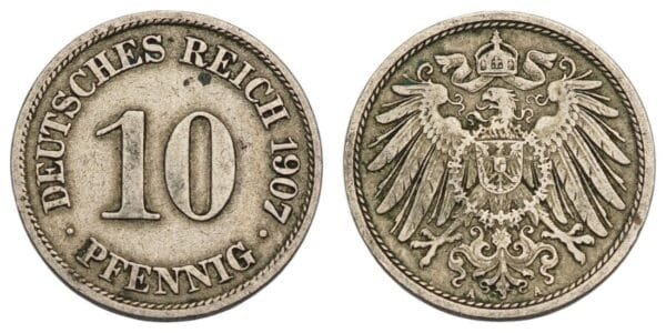GERMANY 10 pfennig 1907A / Empire / VF