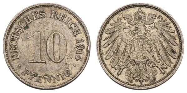 GERMANY 10 pfennig 1914G / Empire / VF