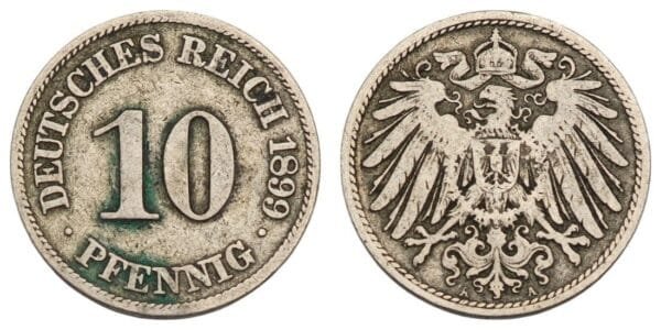 GERMANY 10 pfennig 1899A / Empire / VF