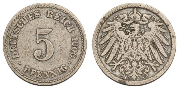GERMANY 5 pfennig 1900A / Empire / VF