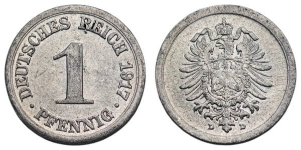 GERMANY 1 pfennig 1917D / Empire / XF