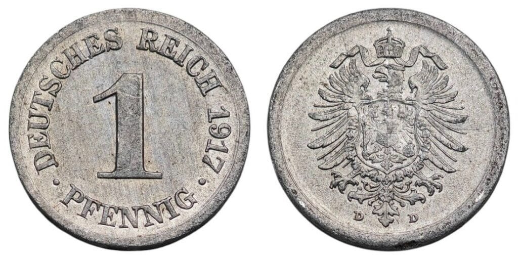 GERMANY 1 pfennig 1917D / Empire / XF