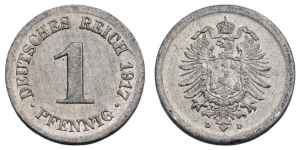 GERMANY 1 pfennig 1917D / Empire / XF