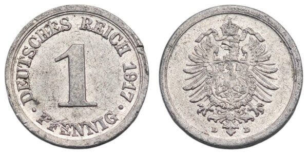 GERMANY 1 pfennig 1917D / Empire / VF