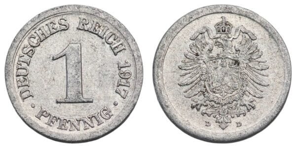 GERMANY 1 pfennig 1917D / Empire / VF+