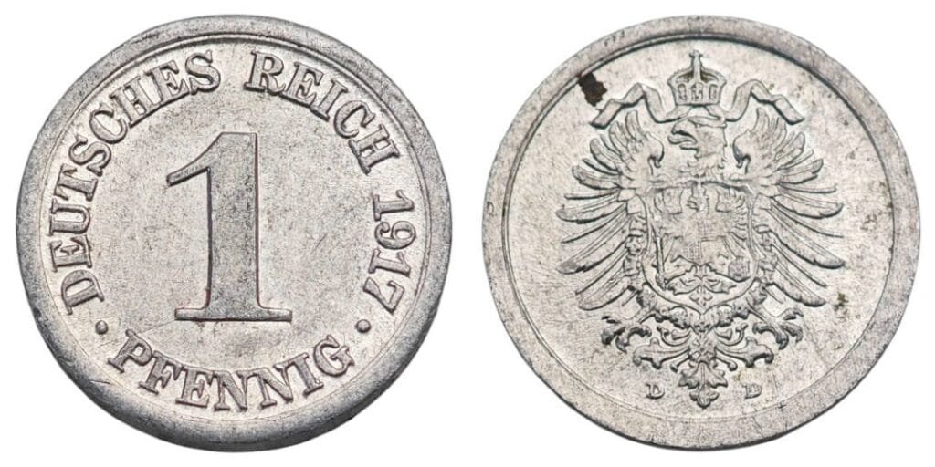 GERMANY 1 pfennig 1917D / Empire / VF+