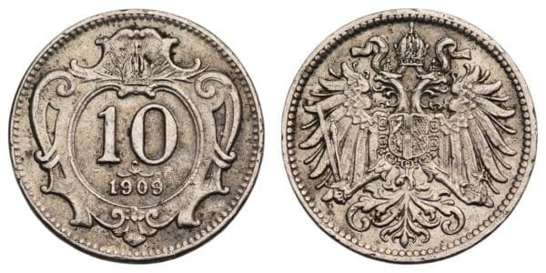 AUSTRIA 10 heller 1909 VF