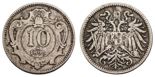 AUSTRIA 10 heller 1895 VF
