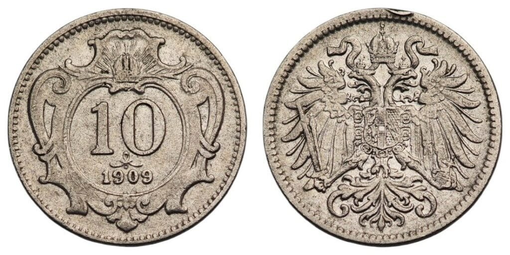AUSTRIJA 10 helera 1909 VF