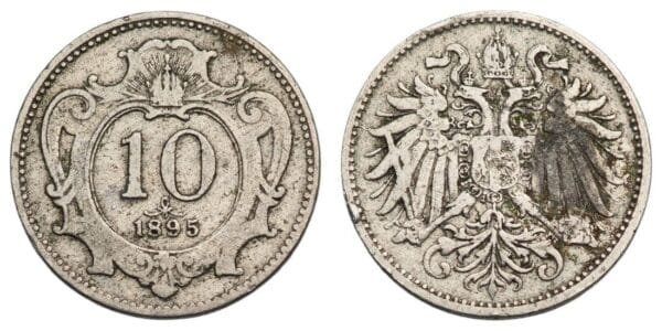 AUSTRIA 10 heller 1895 VF