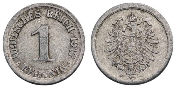 GERMANY 1 pfennig 1917D / Empire / VF