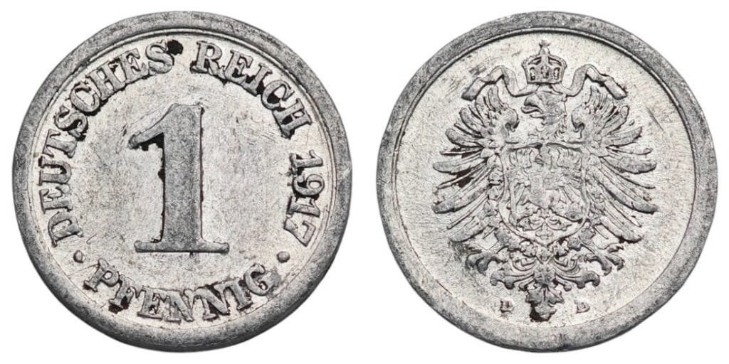 GERMANY 1 pfennig 1917D / Empire / VF