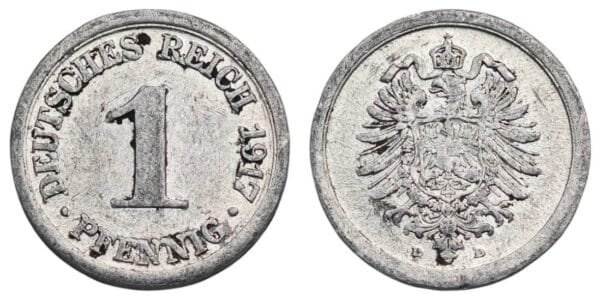 GERMANY 1 pfennig 1917D / Empire / VF