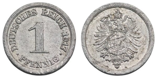 GERMANY 1 pfennig 1917A / Empire / VF