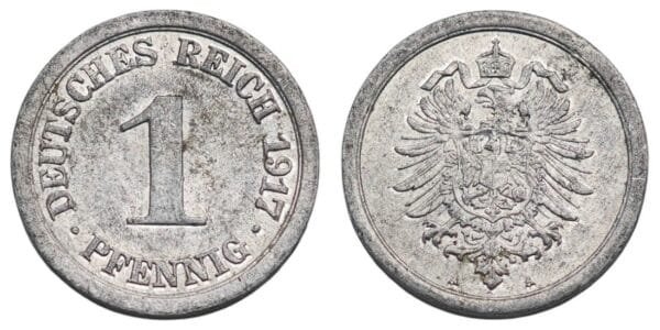 GERMANY 1 pfennig 1917A / Empire / VF