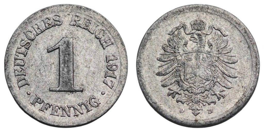 GERMANY 1 pfennig 1917D / Empire / VF