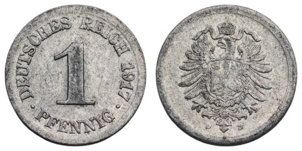 GERMANY 1 pfennig 1917D / Empire / VF