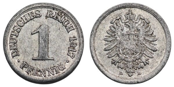 GERMANY 1 pfennig 1917D / Empire / VF