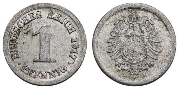 GERMANY 1 pfennig 1917D / Empire / VF