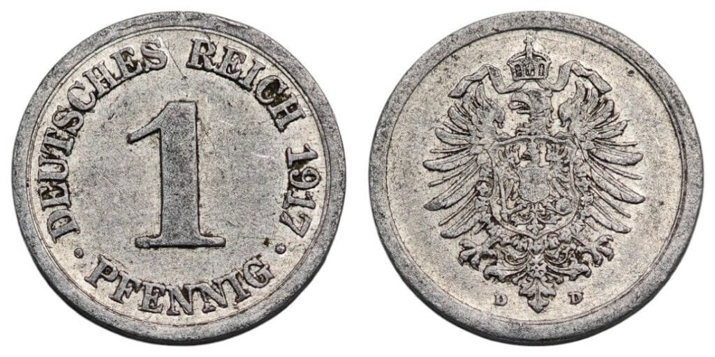 GERMANY 1 pfennig 1917D / Empire / VF