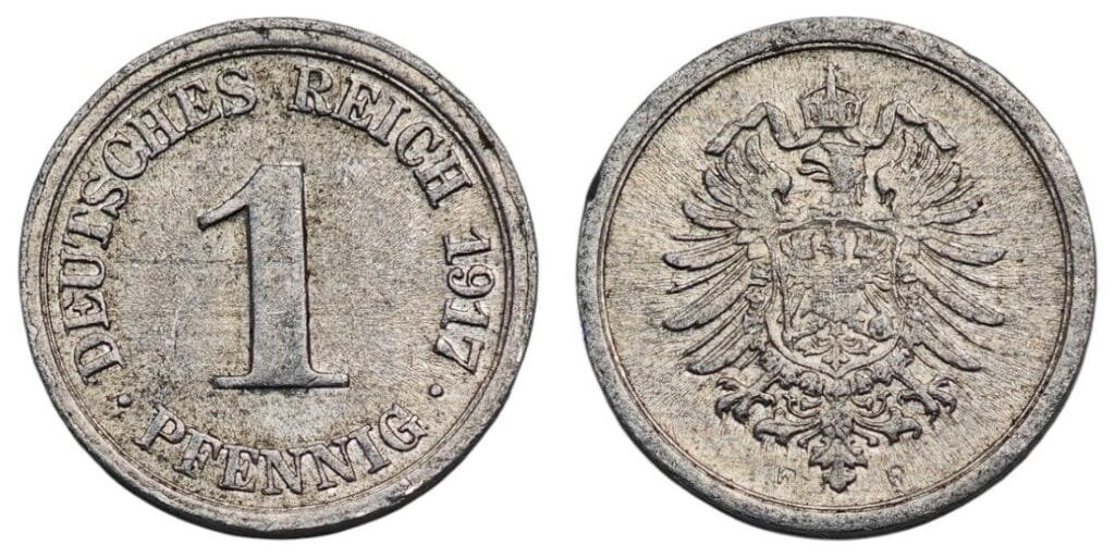 GERMANY 1 pfennig 1917F / Empire / VF