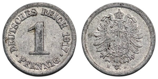 GERMANY 1 pfennig 1917D / Empire / VF