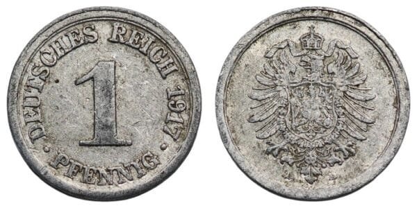 GERMANY 1 pfennig 1917D / Empire / VF