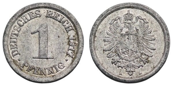 GERMANY 1 pfennig 1917A / Empire / VF