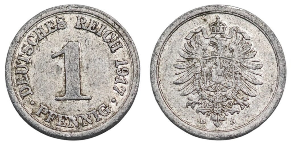 GERMANY 1 pfennig 1917D / Empire / VF