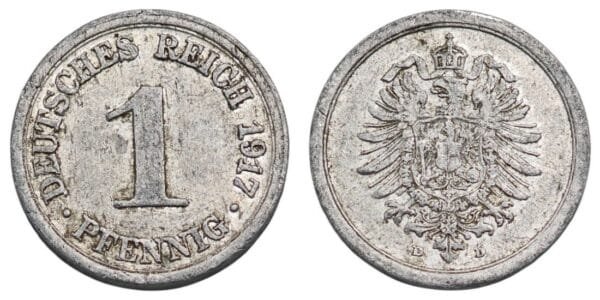 GERMANY 1 pfennig 1917D / Empire / VF