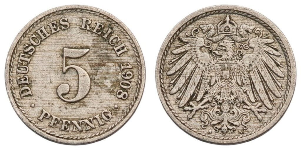 GERMANY 5 pfennig 1908A / Empire / VF-