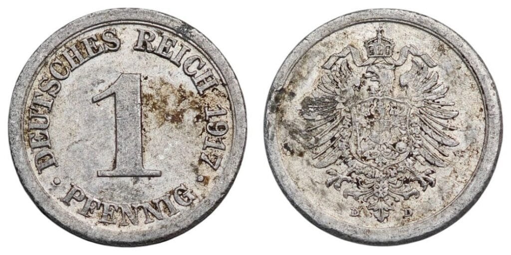 GERMANY 1 pfennig 1917D / Empire / VF-