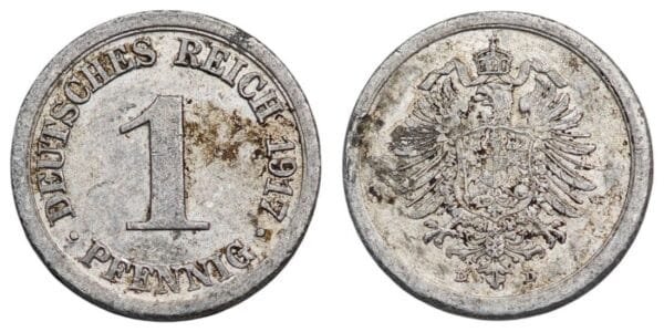 GERMANY 1 pfennig 1917D / Empire / VF-