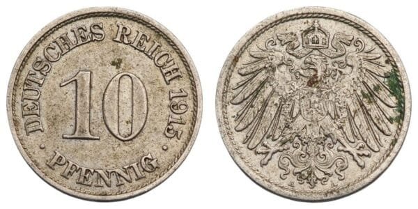 GERMANY 10 pfennig 1915A / Empire / VF-