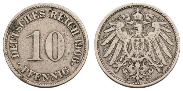 GERMANY 10 pfennig 1906G / Empire / VF-