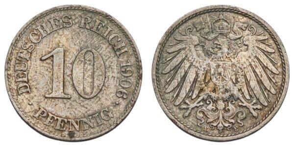 GERMANY 10 pfennig 1906E / Empire / VF-