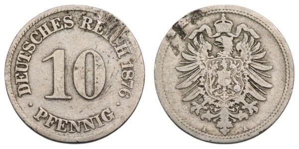 GERMANY 10 pfennig 1876A / Empire / F