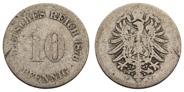GERMANY 10 pfennig 1876F / Empire / F