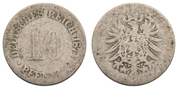 GERMANY 10 pfennig 1874 / Empire / F