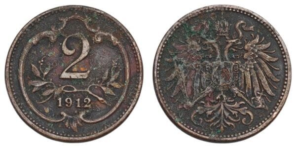 AUSTRIA 2 heller 1912 F