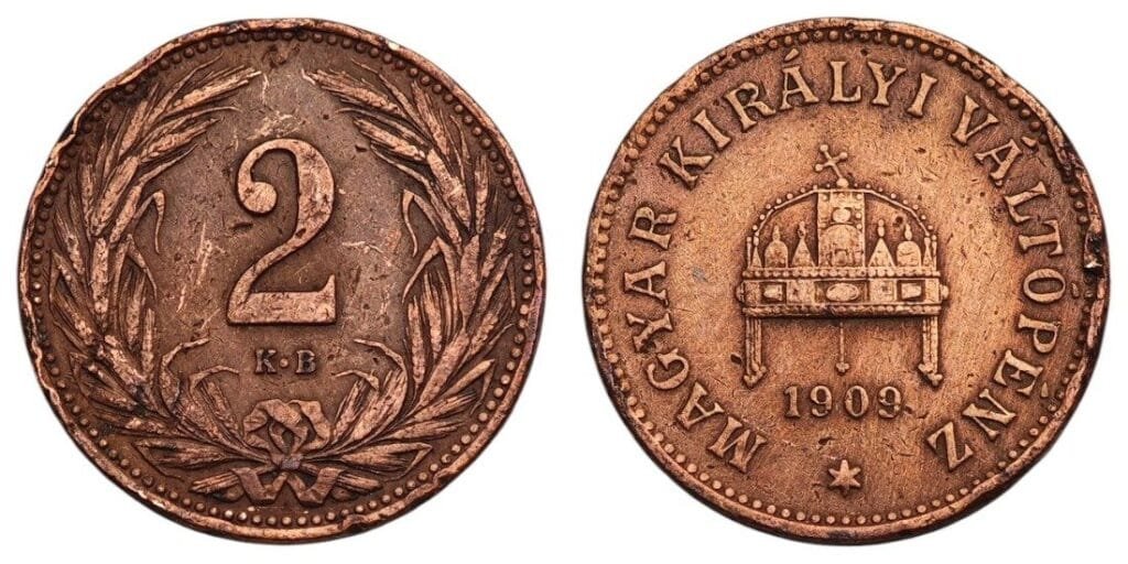 HUNGARIA 2 relleno 1909 F